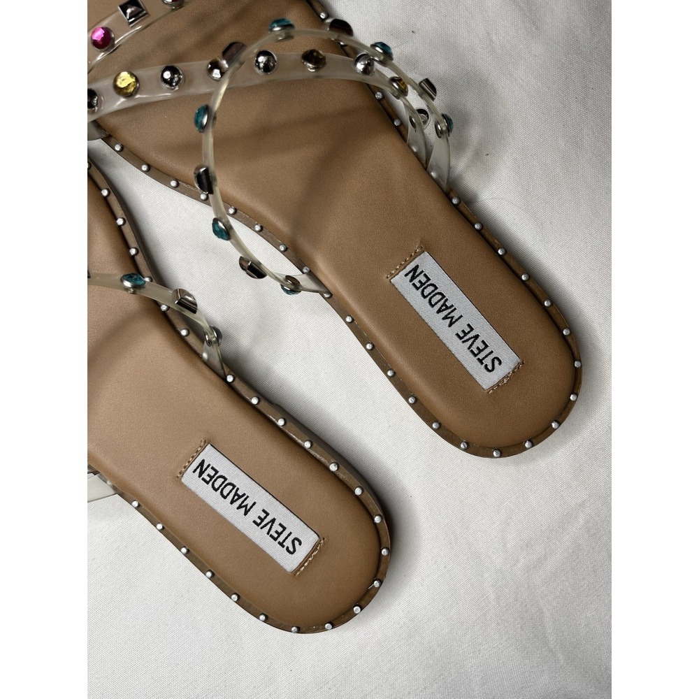 Steve Madden Jeweled Studded Clear Strappy Sandals Size 7.5 - Picture 6 of 7